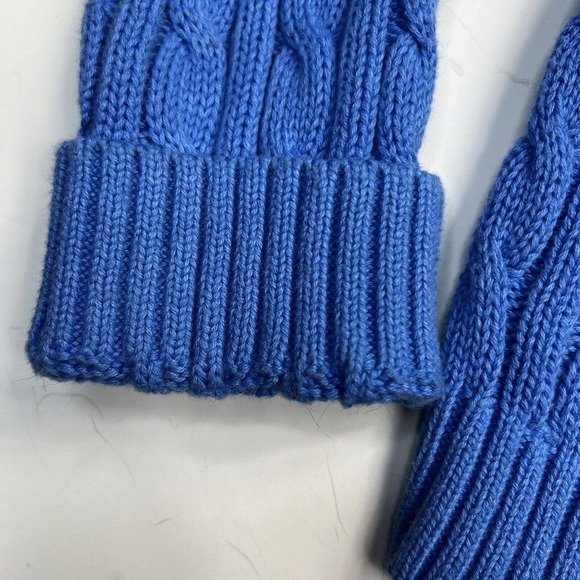 Lands End Blue Cable Knit Crewneck Sweater Size L 14-16 - Picture 6 of 9